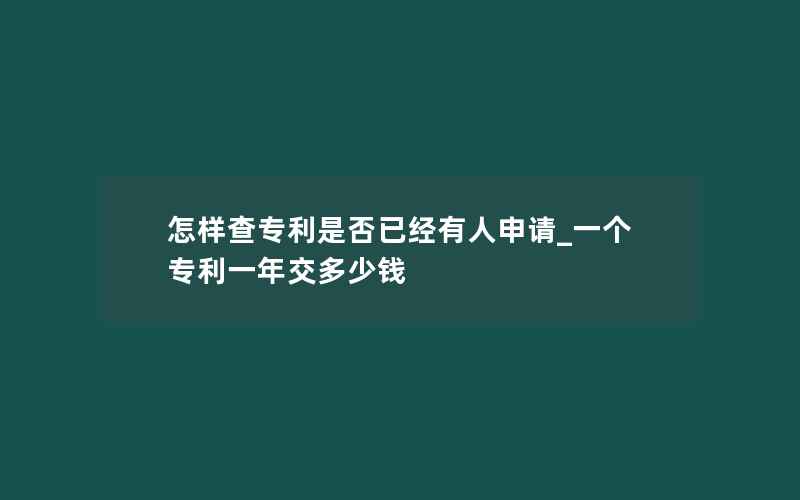 怎样查专利是否已经有人申请_一个专利一年交多少钱