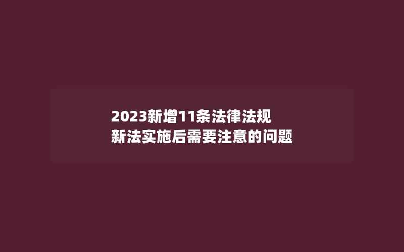 2023新增11条法律法规 新法实施后需要注意的问题