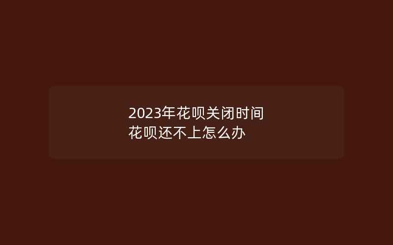 2023年花呗关闭时间 花呗还不上怎么办