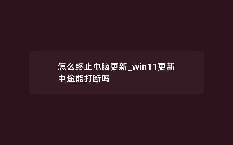 怎么终止电脑更新_win11更新中途能打断吗