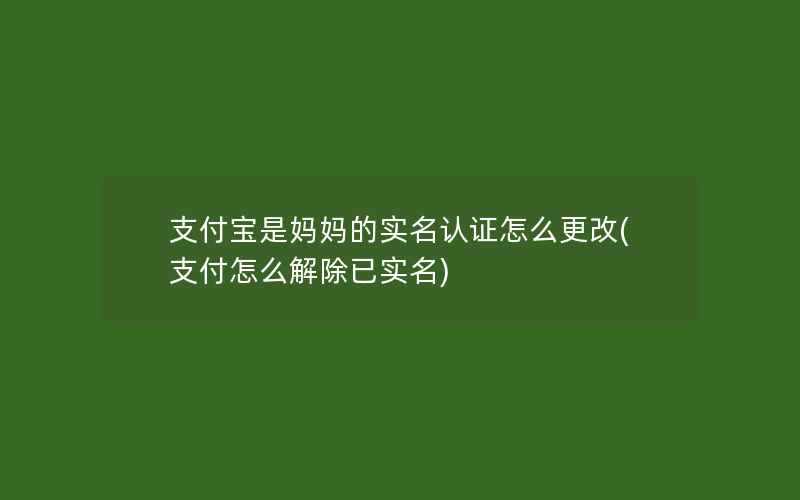 支付宝是妈妈的实名认证怎么更改(支付怎么解除已实名)