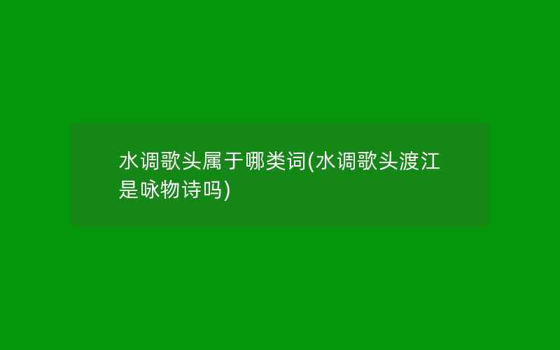 水调歌头属于哪类词(水调歌头渡江是咏物诗吗)