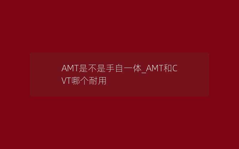 AMT是不是手自一体_AMT和CVT哪个耐用