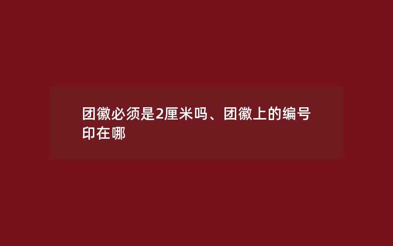 团徽必须是2厘米吗、团徽上的编号印在哪