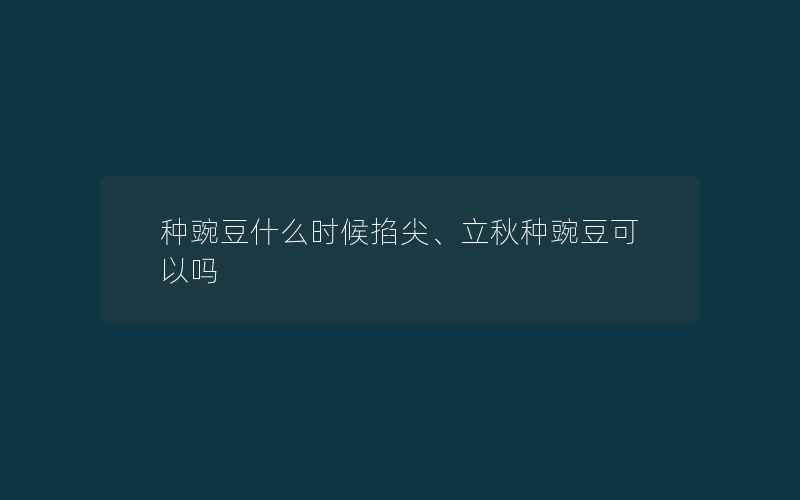 种豌豆什么时候掐尖、立秋种豌豆可以吗