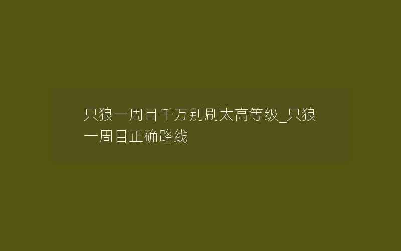 只狼一周目千万别刷太高等级_只狼一周目正确路线