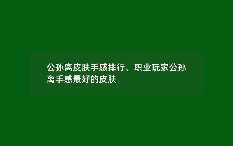 公孙离皮肤手感排行、职业玩家公孙离手感最好的皮肤