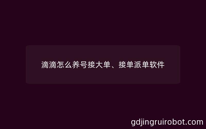 滴滴怎么养号接大单、接单派单软件