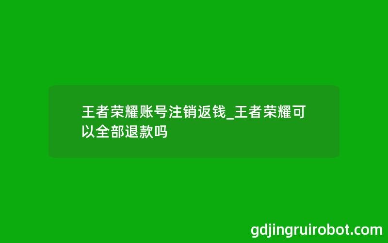 王者荣耀账号注销返钱_王者荣耀可以全部退款吗