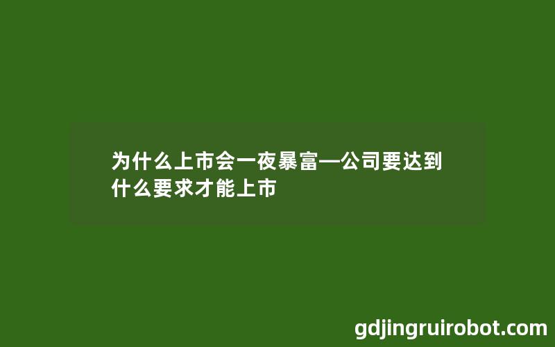 为什么上市会一夜暴富—公司要达到什么要求才能上市