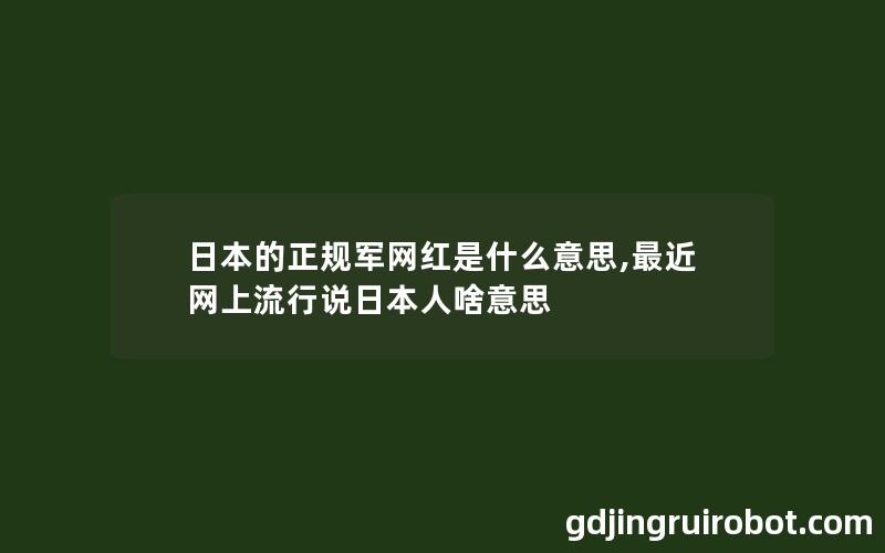 日本的正规军网红是什么意思,最近网上流行说日本人啥意思