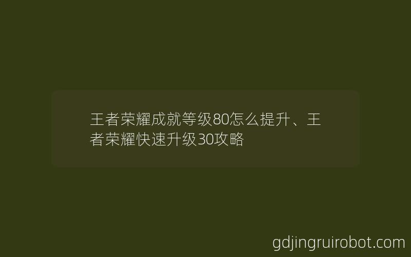 王者荣耀成就等级80怎么提升、王者荣耀快速升级30攻略