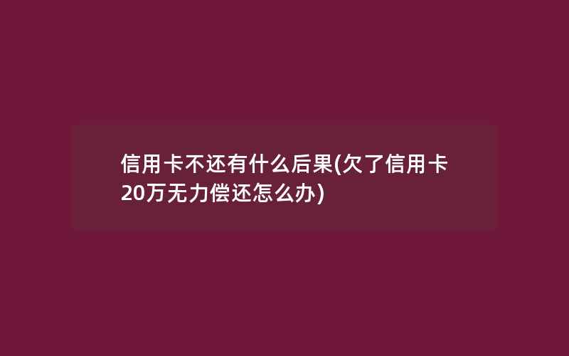 信用卡不还有什么后果(欠了信用卡20万无力偿还怎么办)