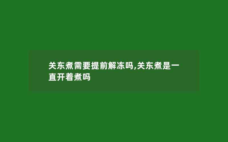 关东煮需要提前解冻吗,关东煮是一直开着煮吗