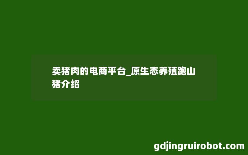 卖猪肉的电商平台_原生态养殖跑山猪介绍