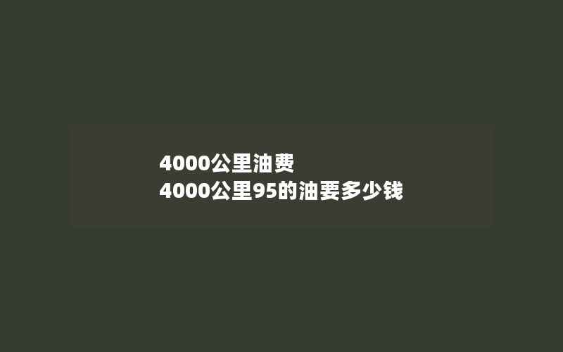 4000公里油费 4000公里95的油要多少钱