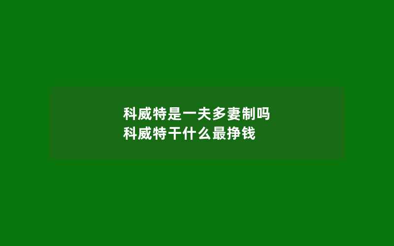 科威特是一夫多妻制吗 科威特干什么最挣钱