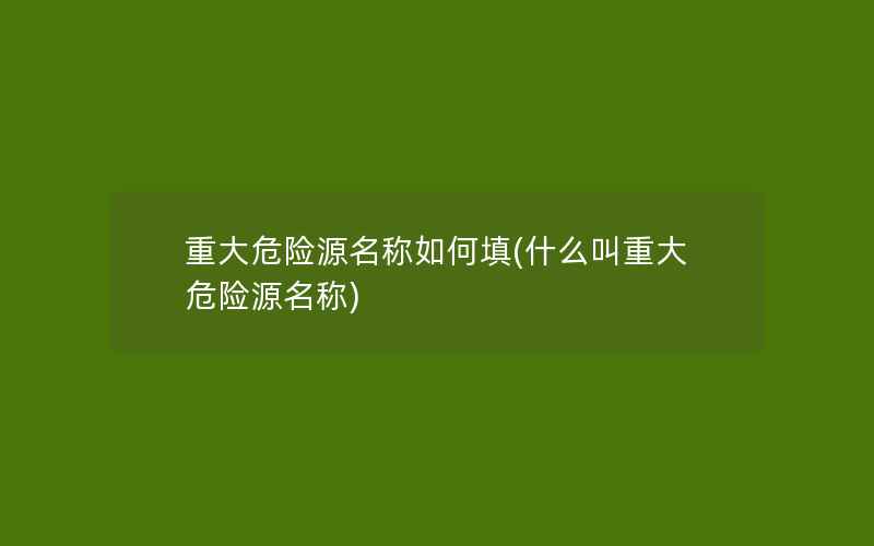 重大危险源名称如何填(什么叫重大危险源名称)