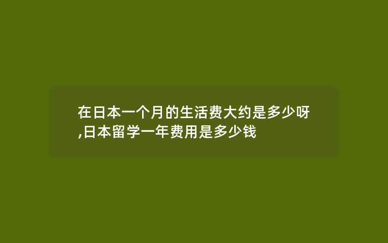 在日本一个月的生活费大约是多少呀,日本留学一年费用是多少钱