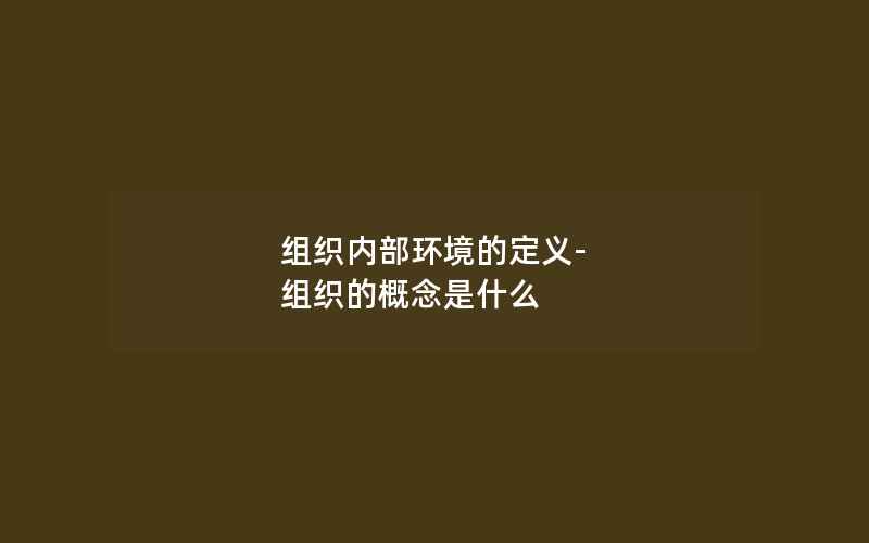 组织内部环境的定义-组织的概念是什么