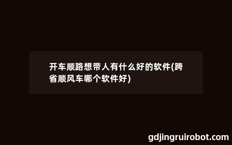 开车顺路想带人有什么好的软件(跨省顺风车哪个软件好)