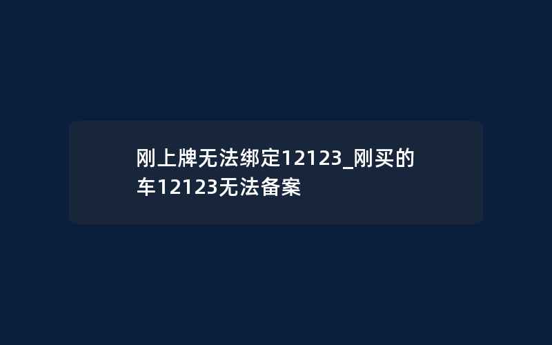 刚上牌无法绑定12123_刚买的车12123无法备案