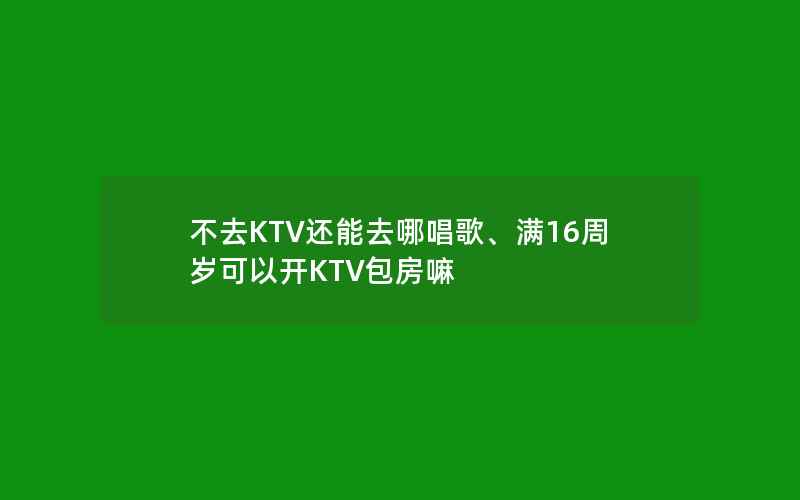 不去KTV还能去哪唱歌、满16周岁可以开KTV包房嘛