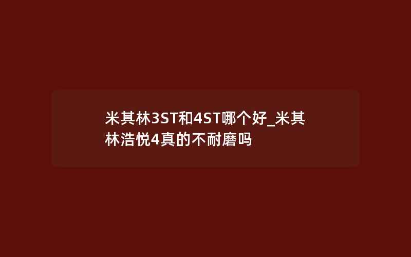 米其林3ST和4ST哪个好_米其林浩悦4真的不耐磨吗