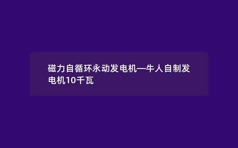 磁力自循环永动发电机—牛人自制发电机10千瓦