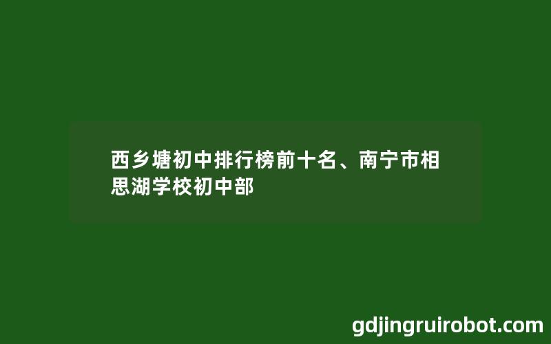 西乡塘初中排行榜前十名、南宁市相思湖学校初中部