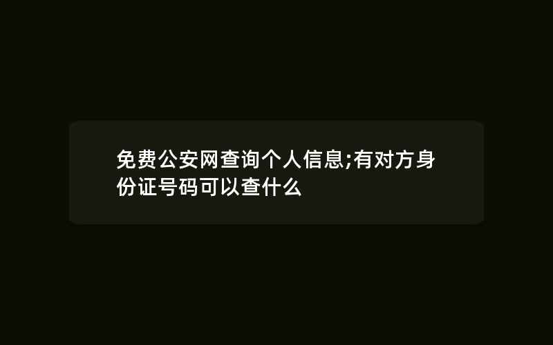 免费公安网查询个人信息;有对方身份证号码可以查什么