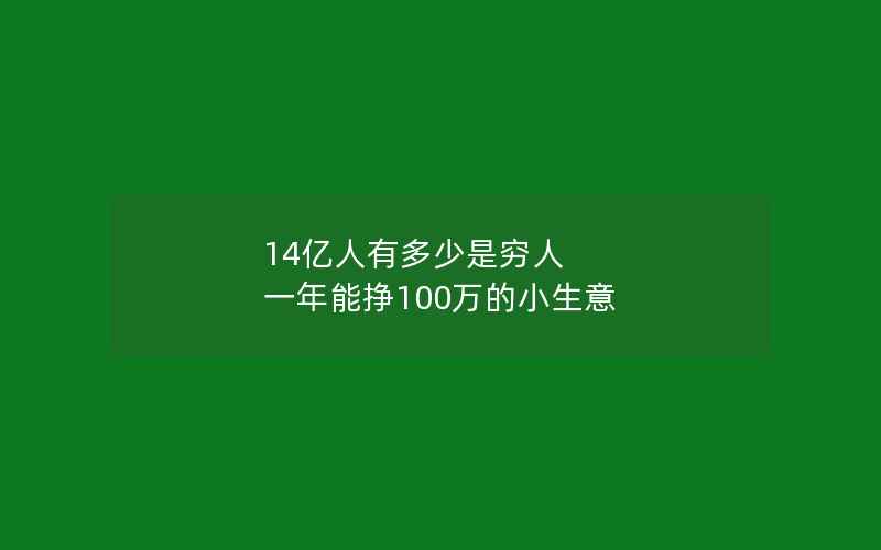 14亿人有多少是穷人 一年能挣100万的小生意