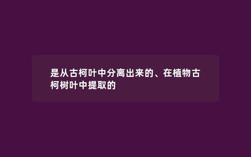 是从古柯叶中分离出来的、在植物古柯树叶中提取的